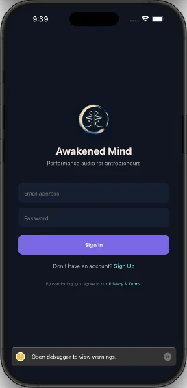 Awakened Mind login screen